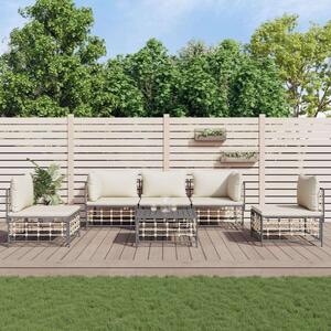VidaXL 6-részes antracitszürke polyrattan kerti ülőgarnitúra párnákkal