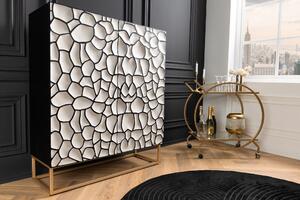 Highboard VULCANO 120cm 3D mozaik mangófa ​​fekete fehér