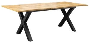 Étkezőasztal WILD 180-220cm asztallap 25mm X-lábas vadtölgy természetes megjelenésű kihúzható