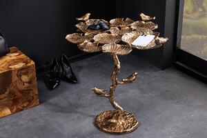 Oldalasztal BIRDS 60cm levél design antik sárgaréz kültéri