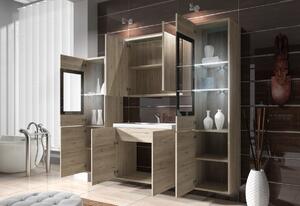 EMBER II fürdőszoba összeállítás mosdóval, wotan tölgy/fekete fényű