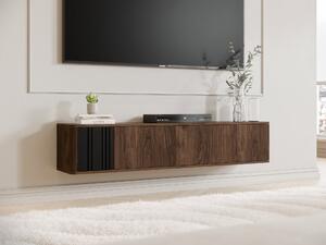 TV-állvány Oratio, Laminált forgácslap, Közepes sűrűségű farostlemez, 30x150x31cm, Dió, Fekete
