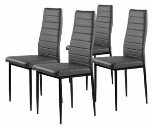 4 db-os székkészlet nappaliba és étkezőbe, ökobőrrel, ergonomikus háttámlával, szürke színben
