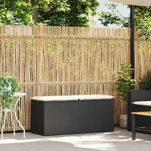 VidaXL fekete polyrattan kerti pad párnával 110x40x44 cm