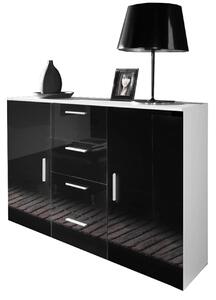 BUTORLINE Nappali bútor SINDI 3B fehér / fekete fényes
