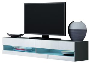 BUTORLINE TV szekrény 140 VIGO NEW GREY B VG12 szürke / fehér fényes