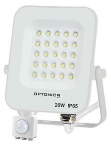 LED reflektor , 20 Watt , Ultra Slim , SMD , mozgásérzékelős , meleg fehér , fehér ház , IP65 , Optonica