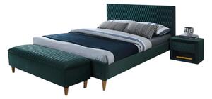 AZURRO VELVET kárpitozott ágy + matrac COMFORT, 160x200, bluvel 78/tölgy