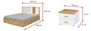 GLUME hálószoba szett, 160x200, wotan tölgy/fehér