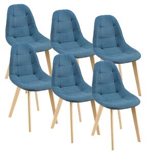 Étkezőszék 6 darabos szett Kopparberg 3VE bükkfalábakkal 86 x 53 x 47 cm székborítás poliészter Kék