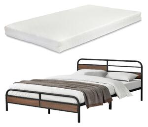Fémkeretes ágy Aarau 180 x 200 cm szinterezett acél, 300 Kg fekete ágyráccsal 2 személyes hideghabos matraccal