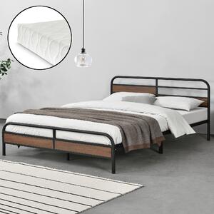Fémkeretes ágy Aarau 180 x 200 cm szinterezett acél, 300 Kg fekete ágyráccsal 2 személyes hideghabos matraccal