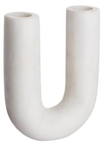 MARBLE kétágú márvány gyertyatartó, fehér 11 x 14 cm