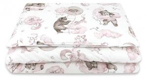 Baby Shop ágynemű huzat 90*120cm - Felhőn alvó állatok rózsaszín