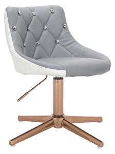 HC931CROSS Szürke-Fehér modern műbőr szék arany lábbal
