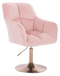 HR550N Rózsaszín modern velúr szék arany lábbal