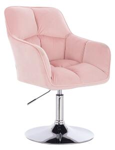 HR550N Rózsaszín modern velúr szék Krómozott lábbal