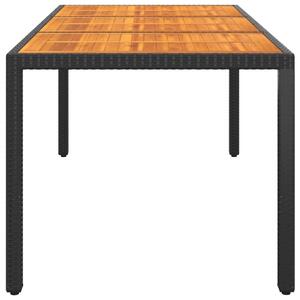 VidaXL fekete akácfa és polyrattan kerti asztal 190 x 90 x 75 cm