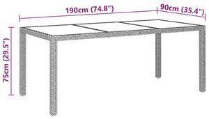 VidaXL bézs edzett üveg és polyrattan kerti asztal 190 x 90 x 75 cm