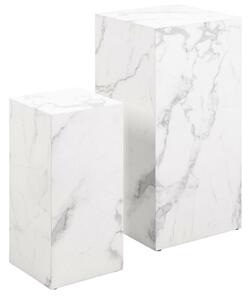 Dohányzóasztal szett Oakland 900Fehér márvány, 70x35x35cm, Közepes sűrűségű farostlemez, Sarok