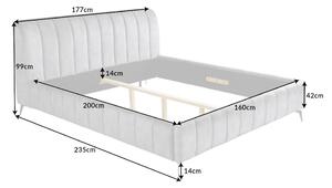 Design ágy Rotterdam 160 x 200 cm szürke bársony