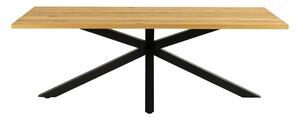 Asztal Oakland 800, Fekete, Vad tölgy, 75.5x90x220cm, Közepes sűrűségű farostlemez, Természetes fa furnér, Fém