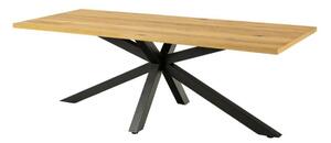 Asztal Oakland 800, Fekete, Vad tölgy, 75.5x90x220cm, Természetes fa furnér, Közepes sűrűségű farostlemez, Fém