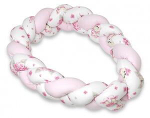 Baby Shop prémium fonott fejvédő kiságyba 220cm - Balerina maci rózsaszín