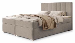 CANIRA kárpitozott boxspring franciaágy ágyneműtartóval 140x200 - bézs