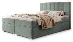 CANIRA kárpitozott boxspring franciaágy ágyneműtartóval 140x200 - mentazöld