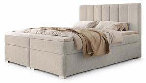 CANIRA kárpitozott boxspring franciaágy ágyneműtartóval 140x200 - krémszínű