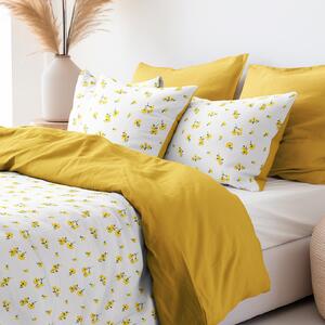 Goldea pamut ágyneműhuzat duo - sárga virágmintás 140 x 200 és 70 x 90 cm