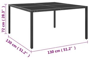 VidaXL atracitszürke acél és üveg kerti asztal 130 x 130 x 72 cm