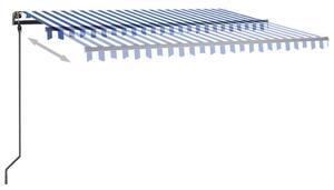 VidaXL kék-fehér automata szélérzékelős és LED-es napellenző 4,5 x 3 m