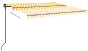 VidaXL sárga és fehér kézzel kihúzható LED-es napellenző 4,5 x 3,5 m