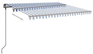 VidaXL kék és fehér automata napellenző póznákkal 5 x 3,5 m