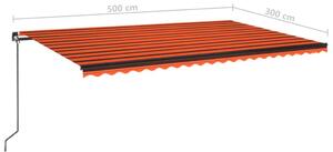 VidaXL narancssárga és barna kézzel kihúzható napellenző 500 x 300 cm