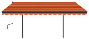 VidaXL narancs és barna kézzel kihúzható LED-es napellenző 4,5 x 3,5 m
