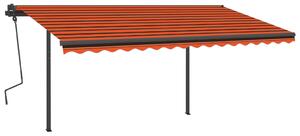 VidaXL narancs és barna kézzel kihúzható napellenző póznákkal 4,5x3,5m