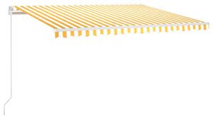VidaXL sárga és fehér kézzel kihúzható LED-es napellenző 400 x 350 cm