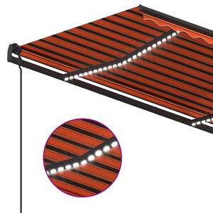 VidaXL narancssárga-barna szélérzékelős és LED-es napellenző 4,5x3,5m