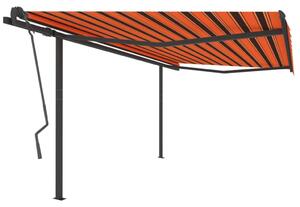 VidaXL narancssárga-barna automata napellenző póznákkal 4x3,5 m