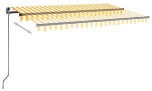 VidaXL sárga és fehér kézzel kihúzható LED-es napellenző 400 x 300 cm
