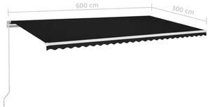 VidaXL antracitszürke kézzel behúzható napellenző 600 x 300 cm