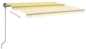 VidaXL sárga és fehér kézzel kihúzható LED-es napellenző 5x3,5 m