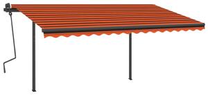 VidaXL narancs és barna kézzel kihúzható napellenző póznákkal 4,5x3 m