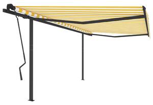 VidaXL sárga és fehér kézzel kihúzható napellenző póznákkal 4,5x3,5 m