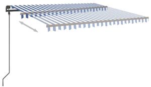 VidaXL kék és fehér kézzel kihúzható napellenző póznákkal 4,5 x 3,5 m