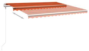 VidaXL narancs és barna kézzel kihúzható napellenző póznákkal 4,5x3 m