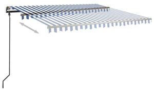 VidaXL kék és fehér kézzel kihúzható napellenző póznákkal 4,5 x 3 m